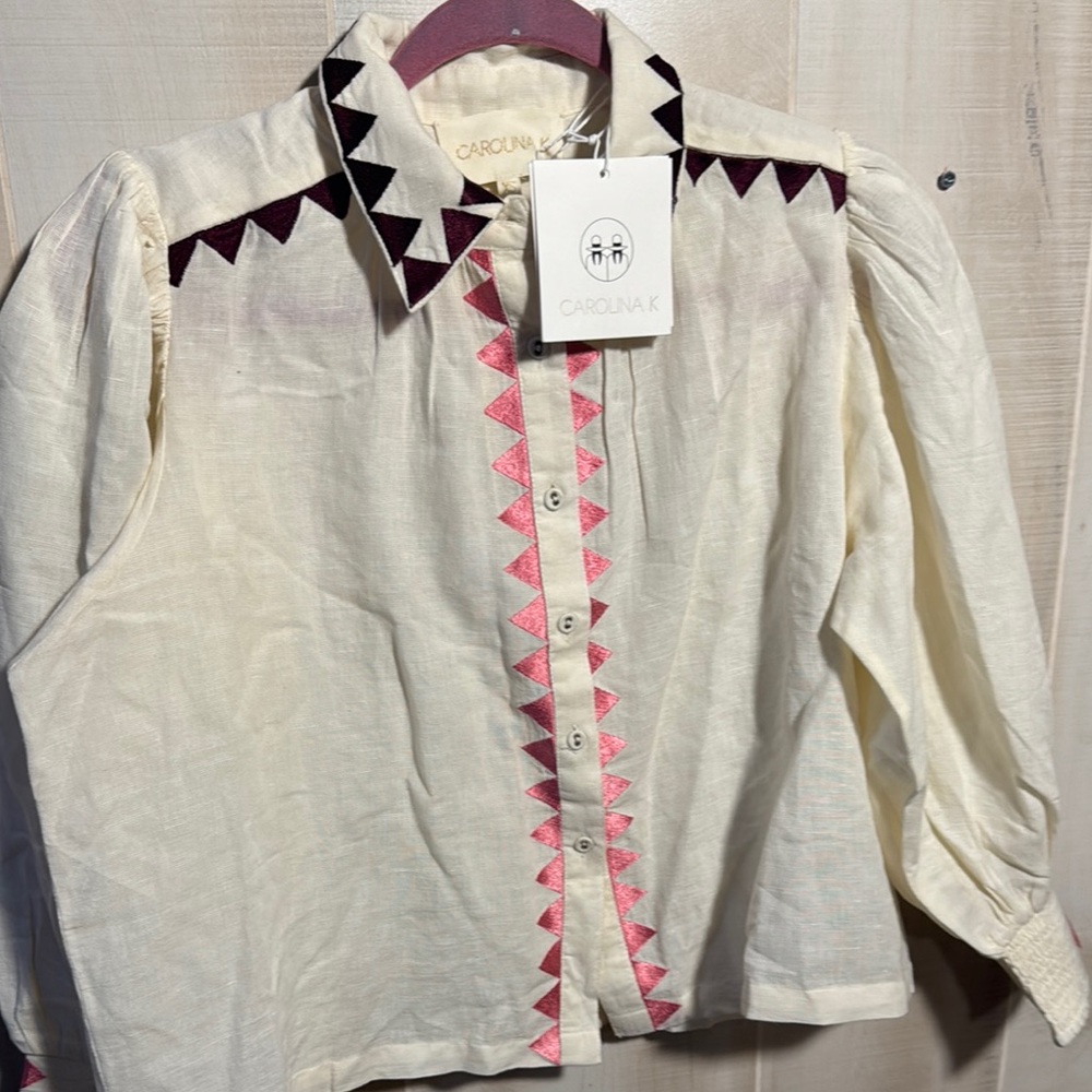 Carolina K Cream and Pink Women's Blouse